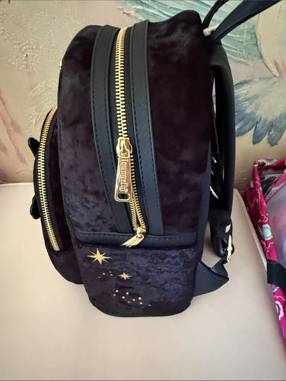 Loungefly Tinker Bell, Pixie Dust  Blk Velvet Mini Backpack New!
